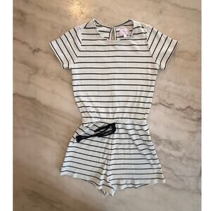 Pink Lily Women's black and cream romper size Small fits like XS